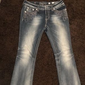 Low rise boot crystal bling jeans 30x32